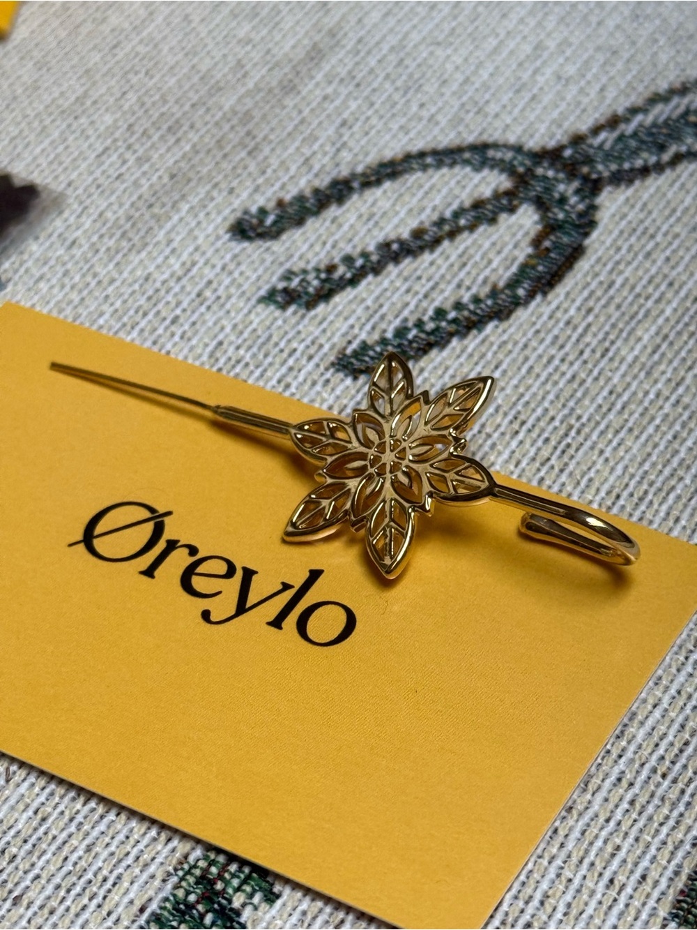 Oreylo "Flora" Flower Snowflake Helix Hook Earring